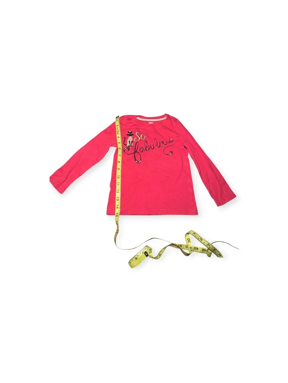 Gymboree Girl’s Size 4 Long Sleeve Tee Red 100% Cotton Cat “So Fabulous” Gems GC